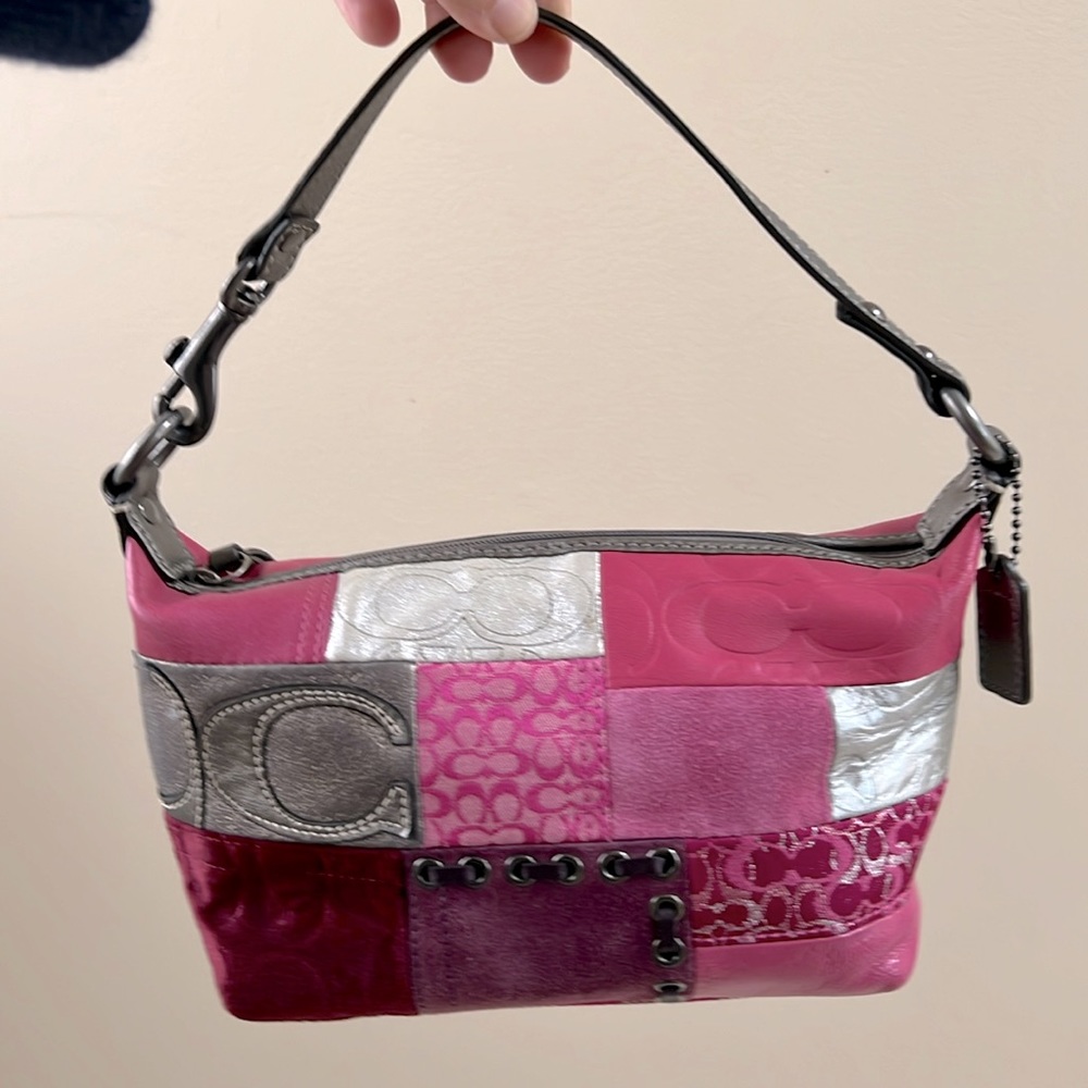 💜🩷🤎 Y2K Vintage Patchwork COACH Mini Bag. Pink.
